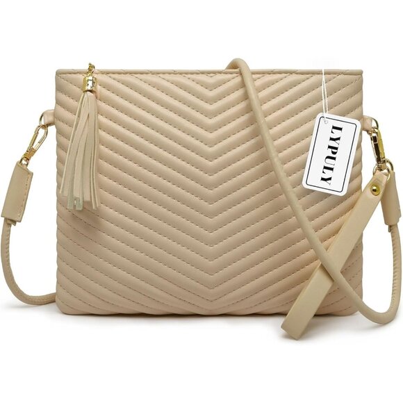 womens small crossbody strap handbag bag Beige-large - Picture 7 of 7